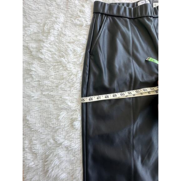 BCBG NEW YORK Faux-Leather Cropped Pants Women's Black Slash Pockets Size 10 - Picture 9 of 14